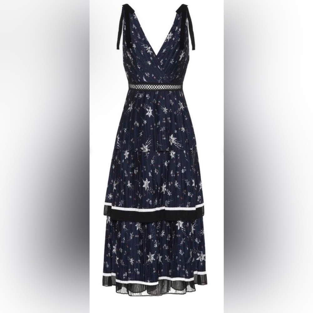 SELF-PORTRAIT Tiered Star Print Midi Dress NWOT TTS Excellent condition.  Sz 6